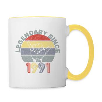 1991 | Vintage Legendär seit 1991 Jubiläum - Tasse zweifarbig - Weiß/Gelb - Rechts