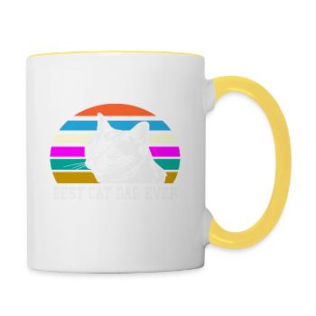 Best cat dad ever best cat dad kitten - Contrasting Mug - white/yellow - Right