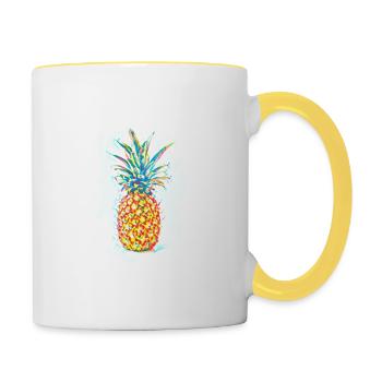 Ananas Zeichnung - Tasse zweifarbig - Weiß/Gelb - Rechts