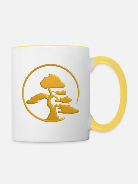 Bonsai - Tasse zweifarbig - Weiß/Gelb