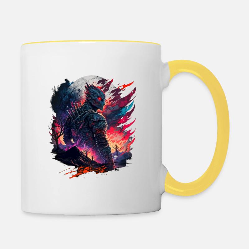 Apocalypse Ninja Warrior | AI generated Art - Tasse zweifarbig - Weiß/Gelb