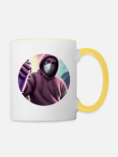 Spayer - Grafitti - Tasse zweifarbig - Weiß/Gelb