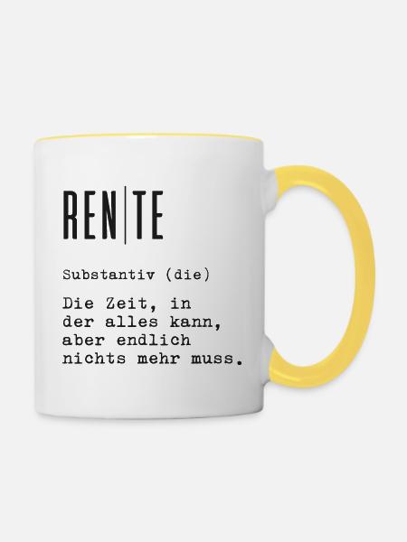 Rente - Tasse zweifarbig - Weiß/Gelb