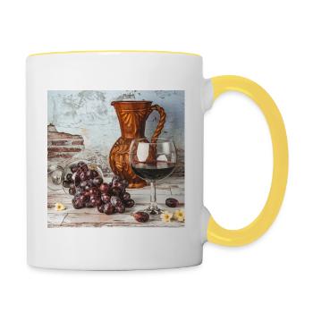 Wine jug with grapes - Contrasting Mug - white/yellow - Right