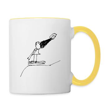 Ski - Tasse zweifarbig - Weiß/Gelb - Rechts
