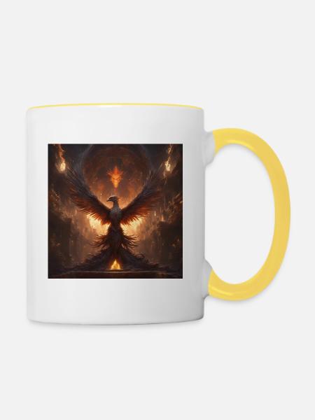 Der Phönix - Tasse zweifarbig - Weiß/Gelb