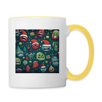 Verrücktes Weihnachts Design - Tasse zweifarbig - Weiß/Gelb - Rechts