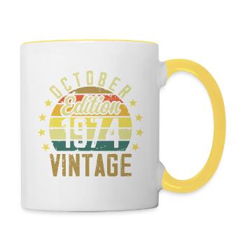 Les légendes sont nées en Octobre 1974 - 1974 - Mug contrasté - blanc/jaune - Droite