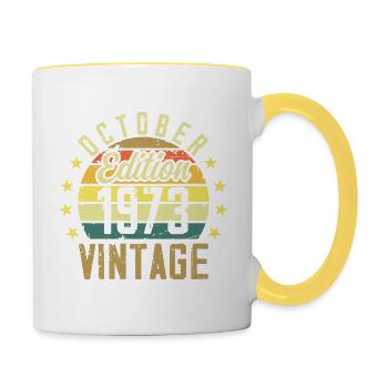 The legends were born in October 1973 - 1973 - Contrasting Mug - white/yellow - Right