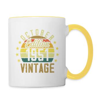 Die Legenden wurden im Oktober 1951 - 1951 geboren - Tasse zweifarbig - Weiß/Gelb - Rechts