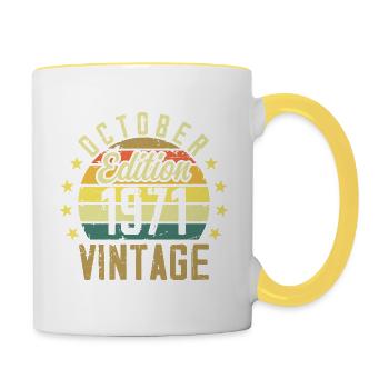 Les légendes sont nées en Octobre 1971 - 1971 - Mug contrasté - blanc/jaune - Droite