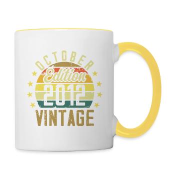 Les légendes sont nées en Octobre 2012 - 2012 - Mug contrasté - blanc/jaune - Droite