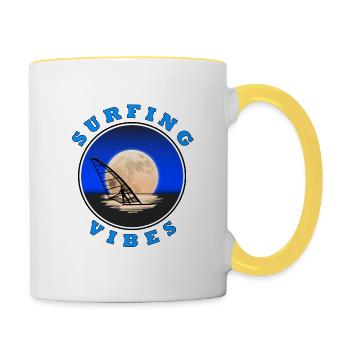 Surfing Vibes - Moon - Windsurfer - Contrasting Mug - white/yellow - Right
