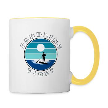 Paddling Vibes -retro- Paddle Boarder - Contrasting Mug - white/yellow - Right