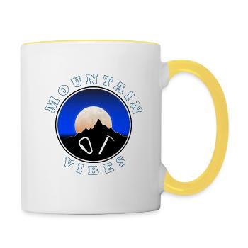 Mountain vibes - Moon - circular design logo - Contrasting Mug - white/yellow - Right