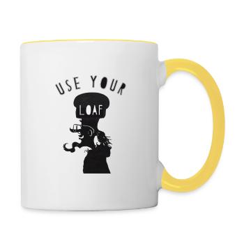 Utilisez votre pain - Mug contrasté - blanc/jaune - Droite