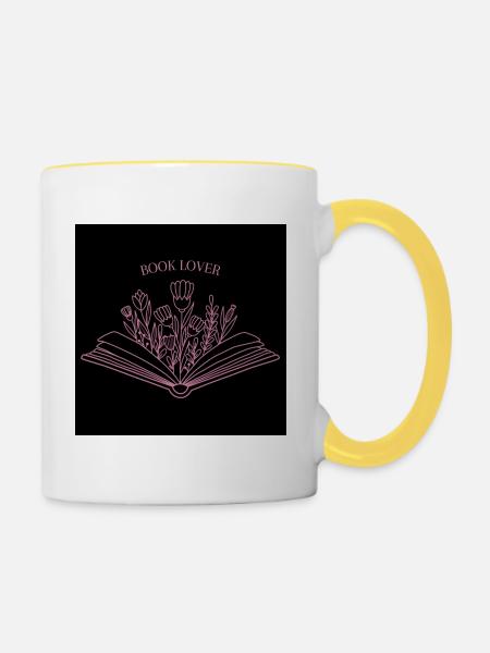 Book Lover - Tasse zweifarbig - Weiß/Gelb