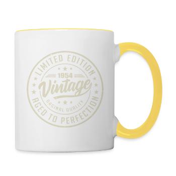 Vintage 1954 Gift 1954 Retro Birthday 1954 - Contrasting Mug - white/yellow - Right