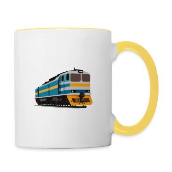 Amerikanischer Güterzug - Tasse zweifarbig - Weiß/Gelb - Rechts