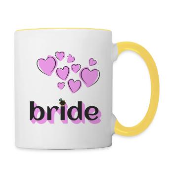 Mariée - Mug contrasté - blanc/jaune - Droite