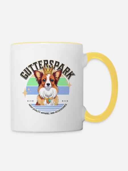 Gutterspark Design Papillon - Tasse zweifarbig - Weiß/Gelb
