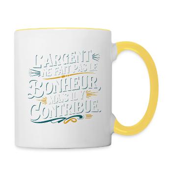 L'argent ne fait pas le bonheur - Mug contrasté - blanc/jaune - Droite