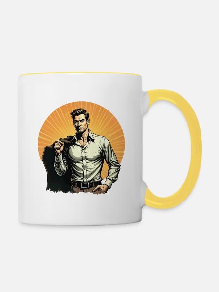 Ein starker Mann - Tasse zweifarbig - Weiß/Gelb