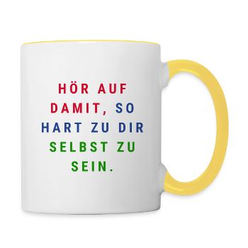 Hart zu Dir - Tasse zweifarbig - Weiß/Gelb - Rechts