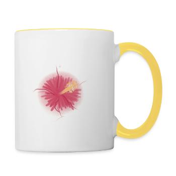 Hibiskus-Blüte - Tasse zweifarbig - Weiß/Gelb - Rechts
