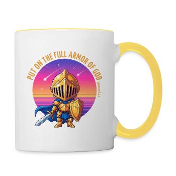 Gottes Volle Rüstung - Tasse zweifarbig - Weiß/Gelb - Rechts
