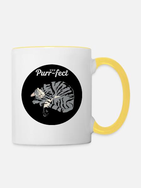 Purr-fect Schlafkatze - Tasse zweifarbig - Weiß/Gelb