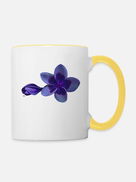 Nacht Plumeria Blume - Tasse zweifarbig - Weiß/Gelb
