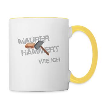 Hammer Maurer - Tasse zweifarbig - Weiß/Gelb - Rechts