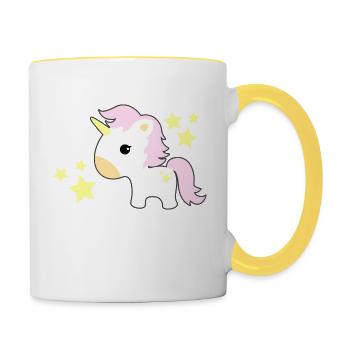 licorne - Mug contrasté - blanc/jaune - Droite