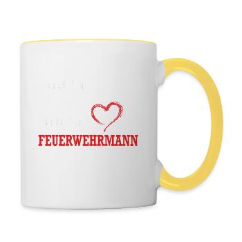 Diese Frau liebt ihren Feuerwehrmann - Tasse zweifarbig - Weiß/Gelb - Rechts