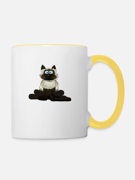 Siamkatze - Tasse zweifarbig - Weiß/Gelb
