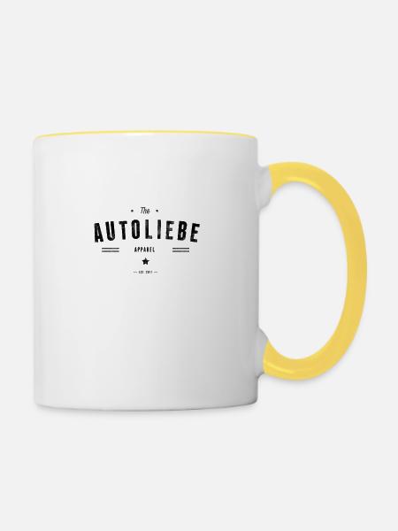 Autoliebe Apparel - Tasse zweifarbig - Weiß/Gelb
