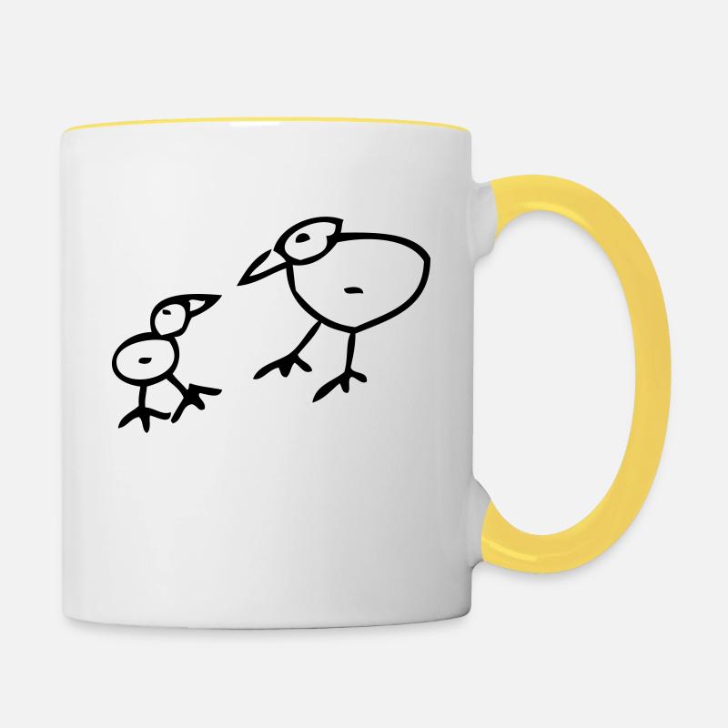 oiseau - Mug contrasté - blanc/jaune