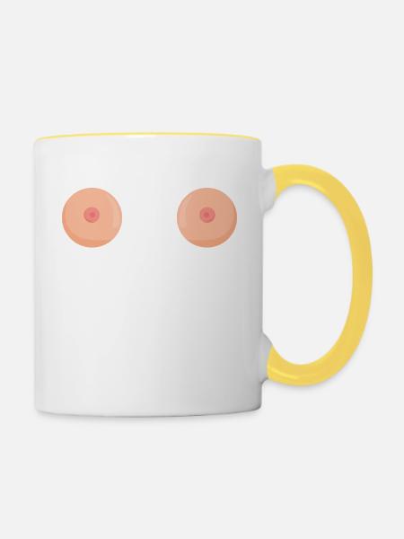 boobs - Tasse zweifarbig - Weiß/Gelb
