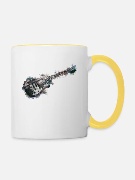 Limitierte Edition - Gitarre - Tasse zweifarbig - Weiß/Gelb