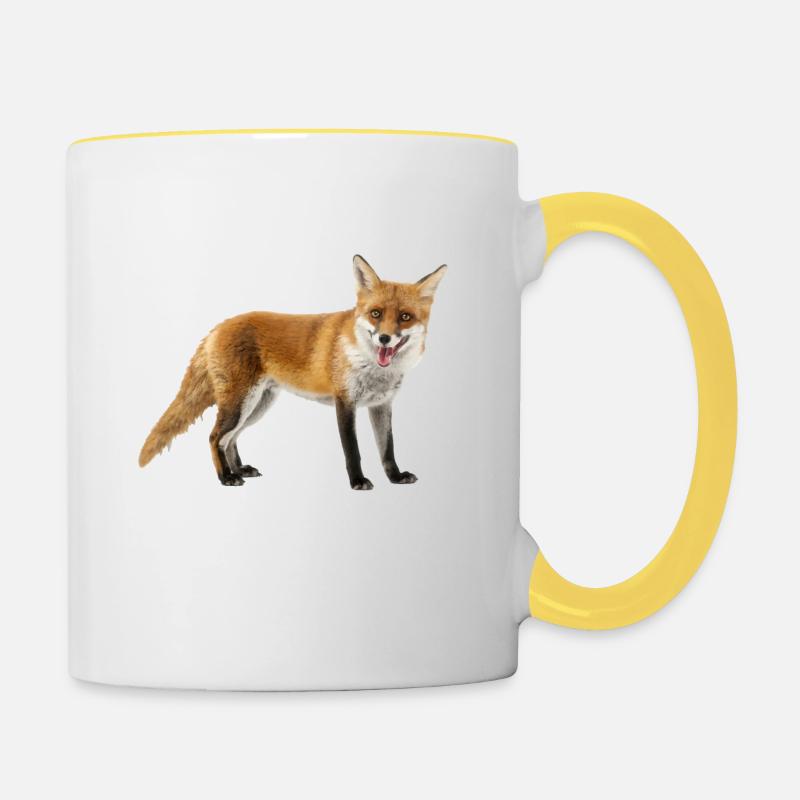 Fuchs - Tasse zweifarbig - Weiß/Gelb