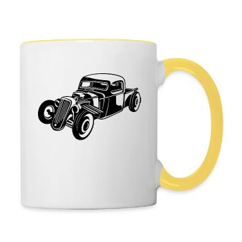 Hot Rod / Rat Rod 08_black white - Contrasting Mug - white/yellow - Right