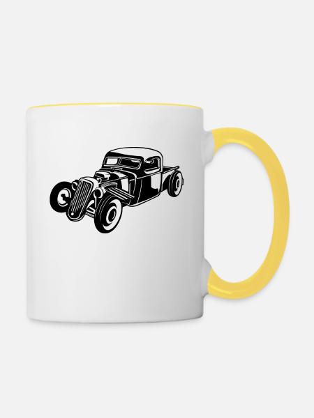 Hot Rod / Rat Rod 08_schwarz blanc - Mug contrasté - blanc/jaune