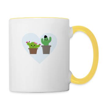 Kaktus Liebe - Tasse zweifarbig - Weiß/Gelb - Rechts
