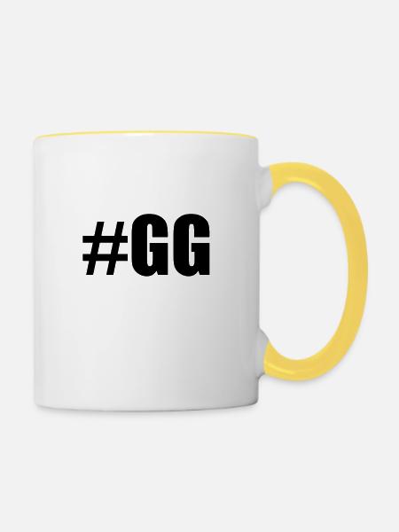 #gg - Tasse zweifarbig - Weiß/Gelb