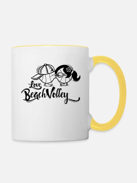Beach Volley - Tasse zweifarbig - Weiß/Gelb