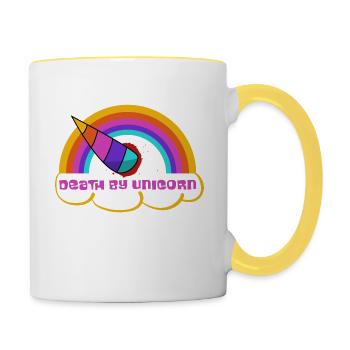 Death by unicorn - Contrasting Mug - white/yellow - Right