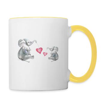 ELEFANT mit Herz - Tasse zweifarbig - Weiß/Gelb - Rechts