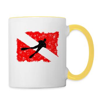 Taucherflagge - Tasse zweifarbig - Weiß/Gelb - Rechts