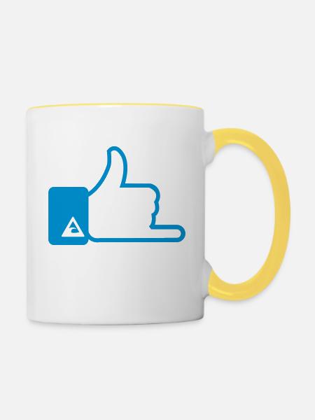 Surf Hand-Zeichen - Tasse zweifarbig - Weiß/Gelb